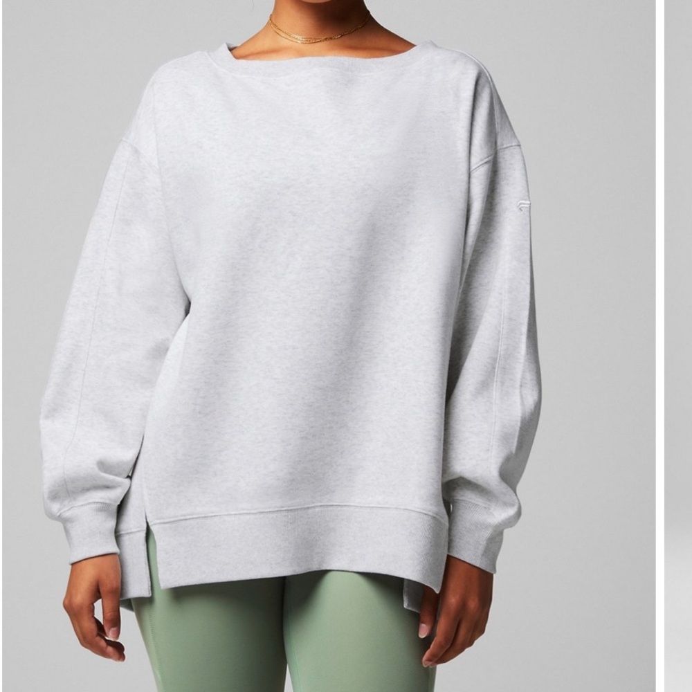 Fabletics Fleece Lined Oversized Sweatshirt-Soft Grey Heather- size Large